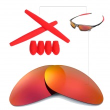 New Walleva Fire Red Polarized Replacement Lenses And Red Earsocks For Oakley Penny Sunglasses